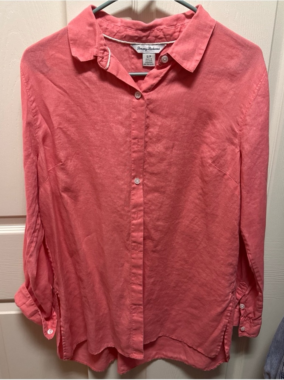 Tommy Bahama Men's Coral Button-Up Linen Shirt